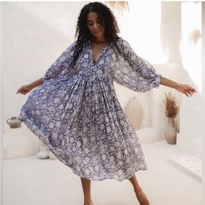 Daughters of India Kyra MIDI Dress - Blue Iris